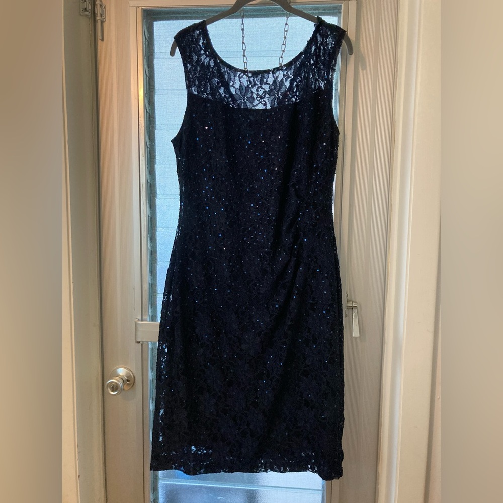 Lovely Navy Blue subtle sparkle flattering dress!